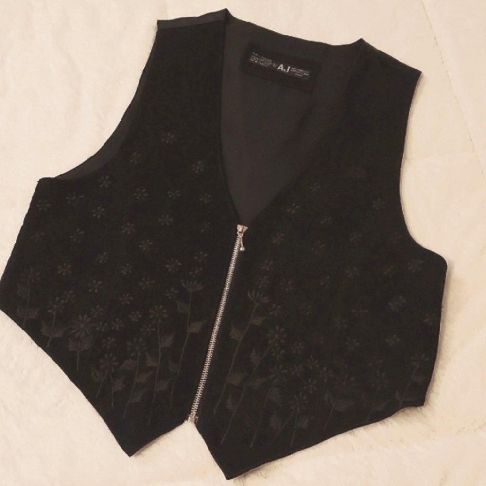 AJ Genuine Leather Vest Vintage 90s
